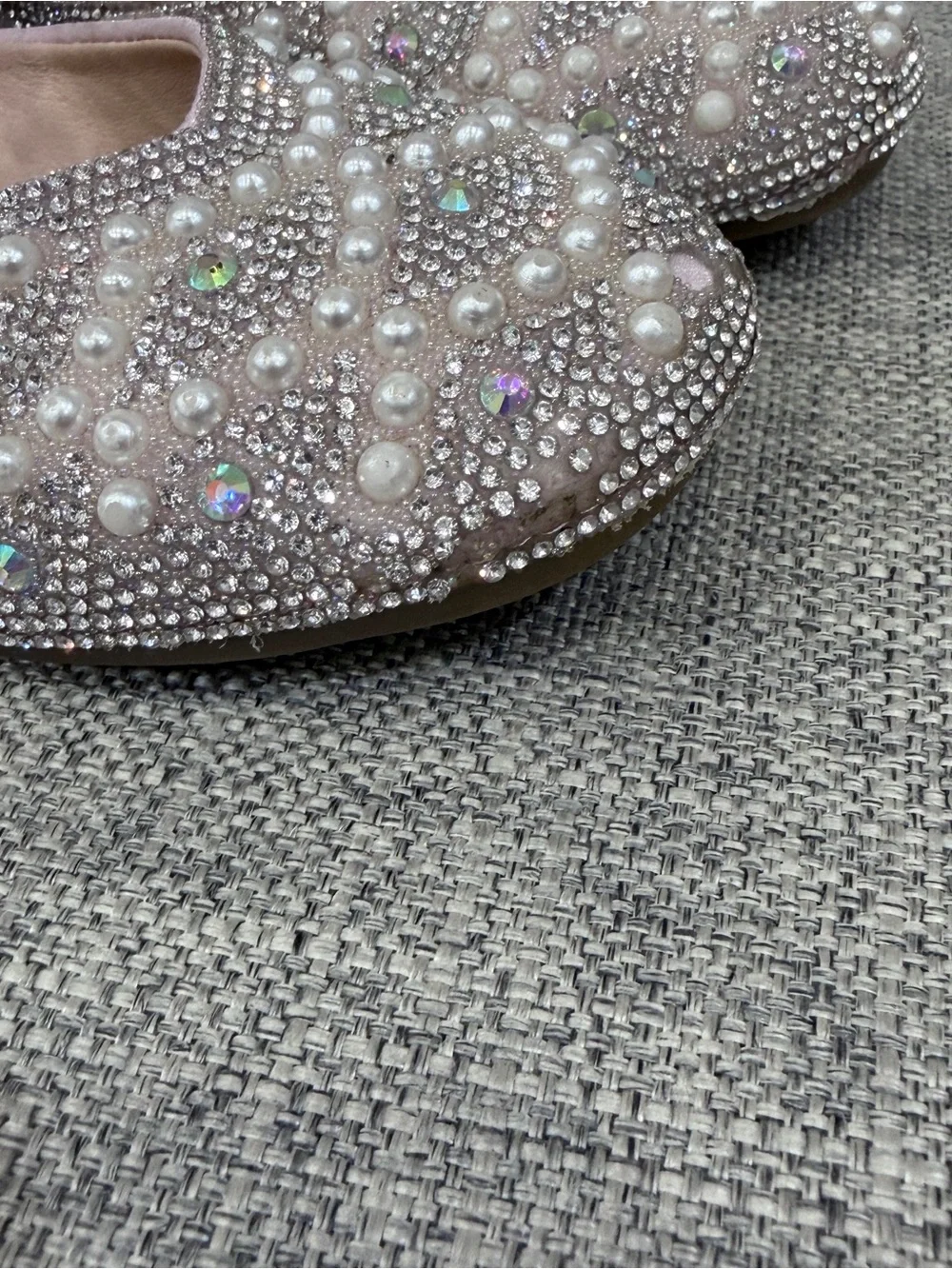 Embellished Pearl Mary Jane Flats for Girls in Light Pink